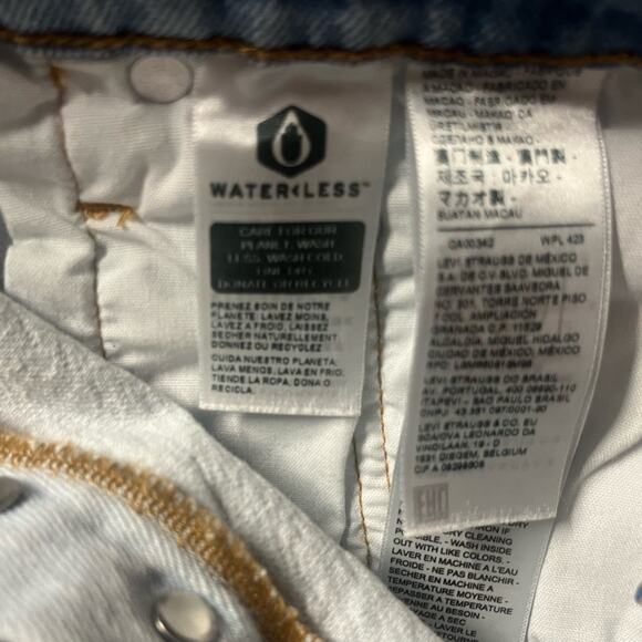 Levis 501 Original Two Toned Denim Hidden Button Front Stretch Jean Shorts 32 - Picture 6 of 10